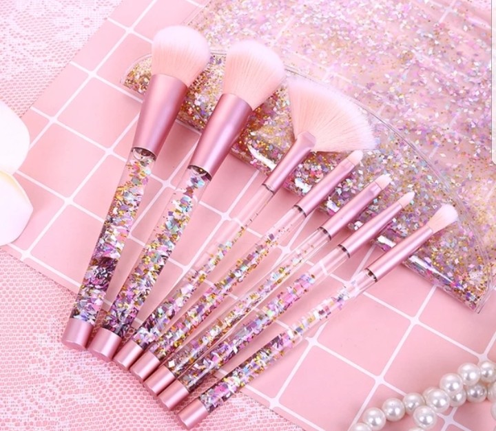 Free Pouch Aquarium Liquid Glitter Makeup Brushes Set Glitter