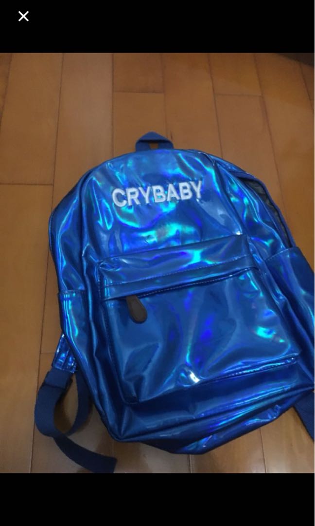 blue crybaby holographic backpack Carousell