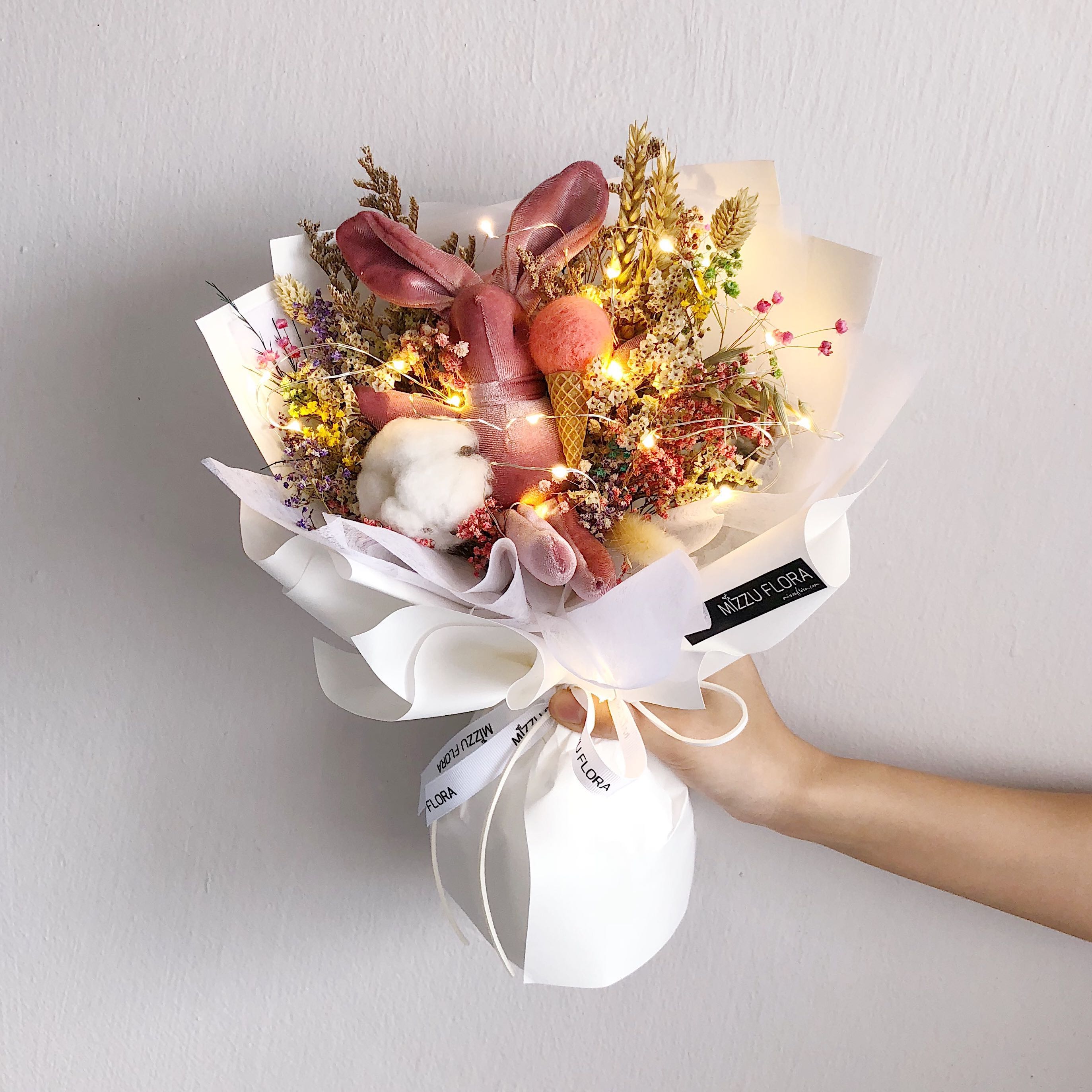Dried Flower Bunny Bouquet | Toy Bouquet , Women's Fashion, Accessories ...