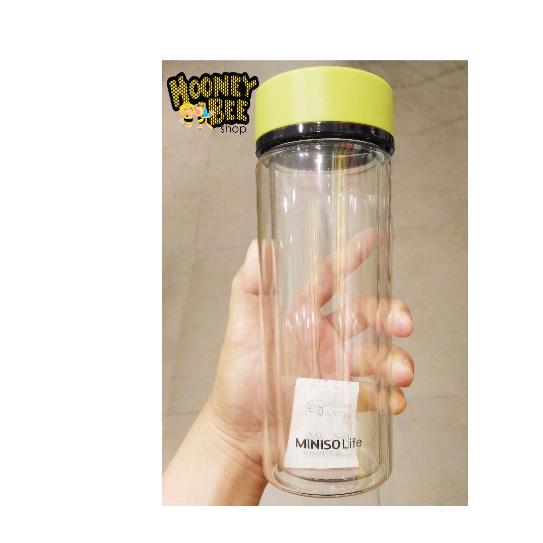 Japan Quality Miniso Portable Glass Bottle Botol  minum  