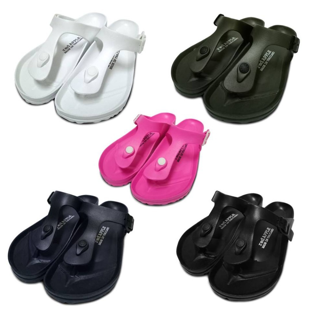 red double strap sandals