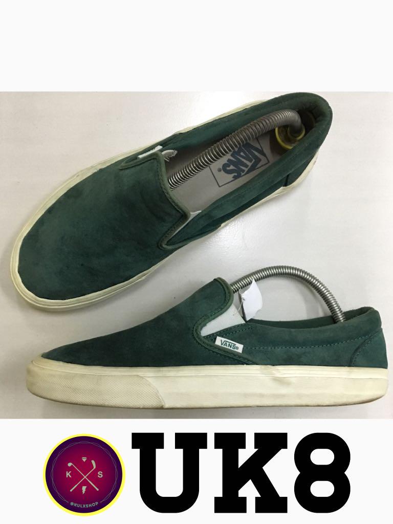 Vans Slip On legit original leather suede green emerald