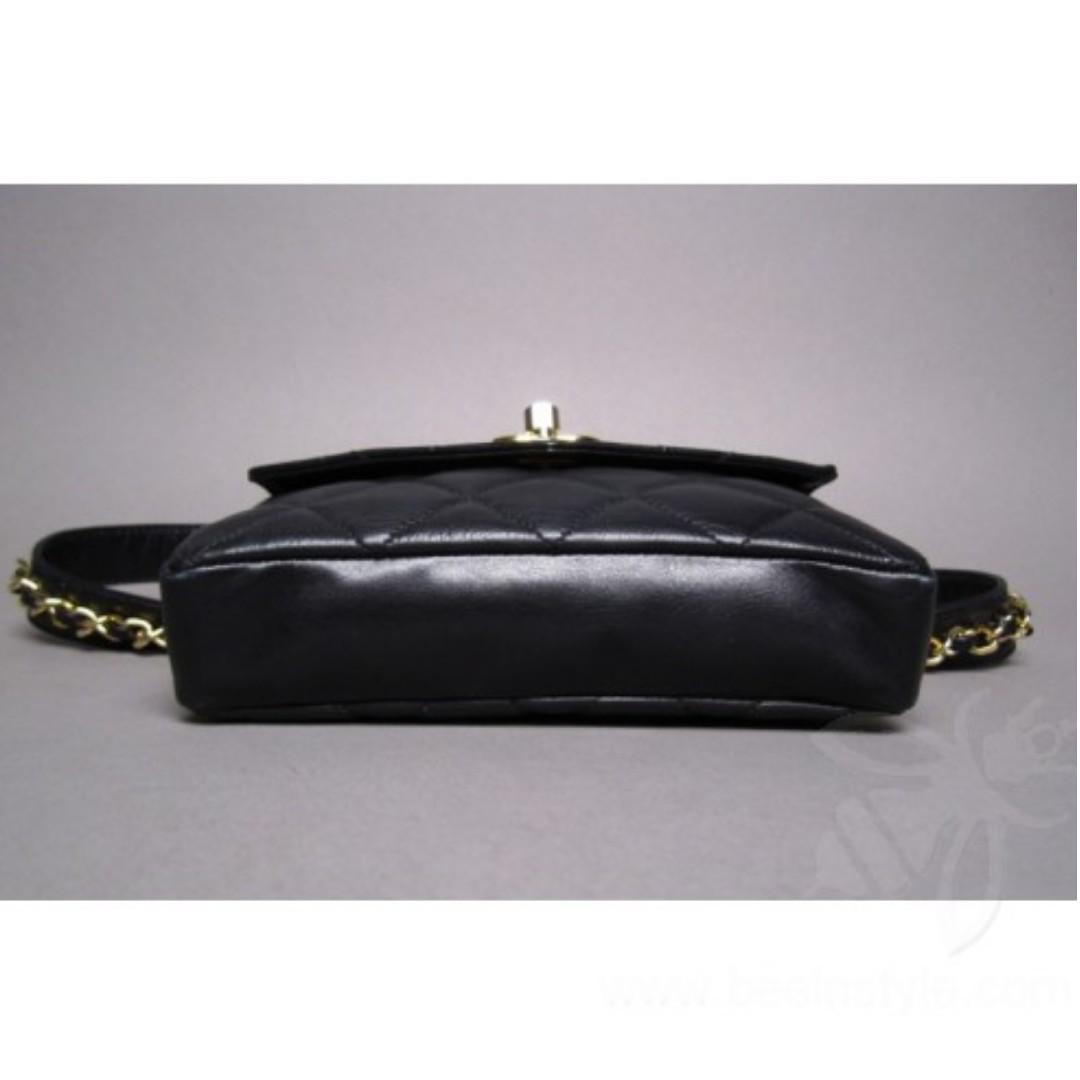 Vintage Chanel 1990s Micro Mini Lambskin Quilted Belt Bag Black ref.157674  - Joli Closet