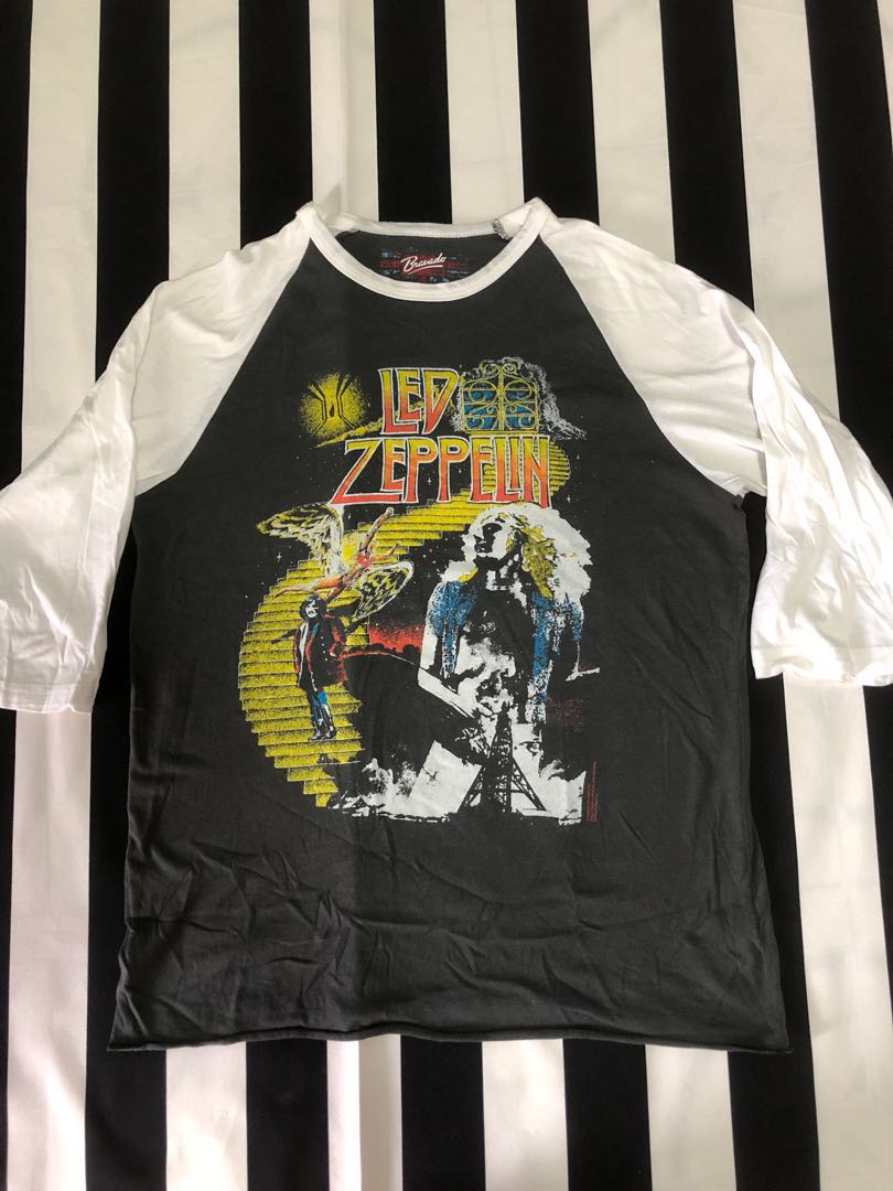 Led Zeppelin Baseball Shirt Coda Band Logo new Official Mens Black Raglan