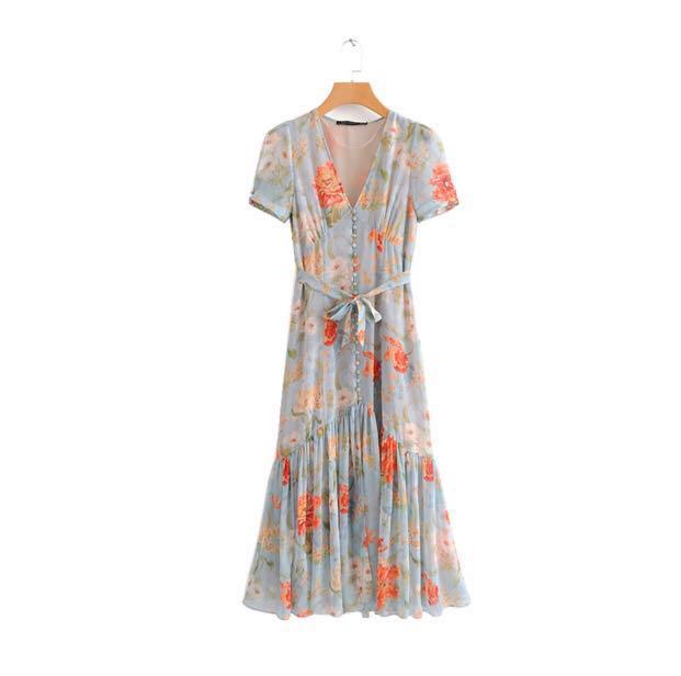 zara maxi blue dress