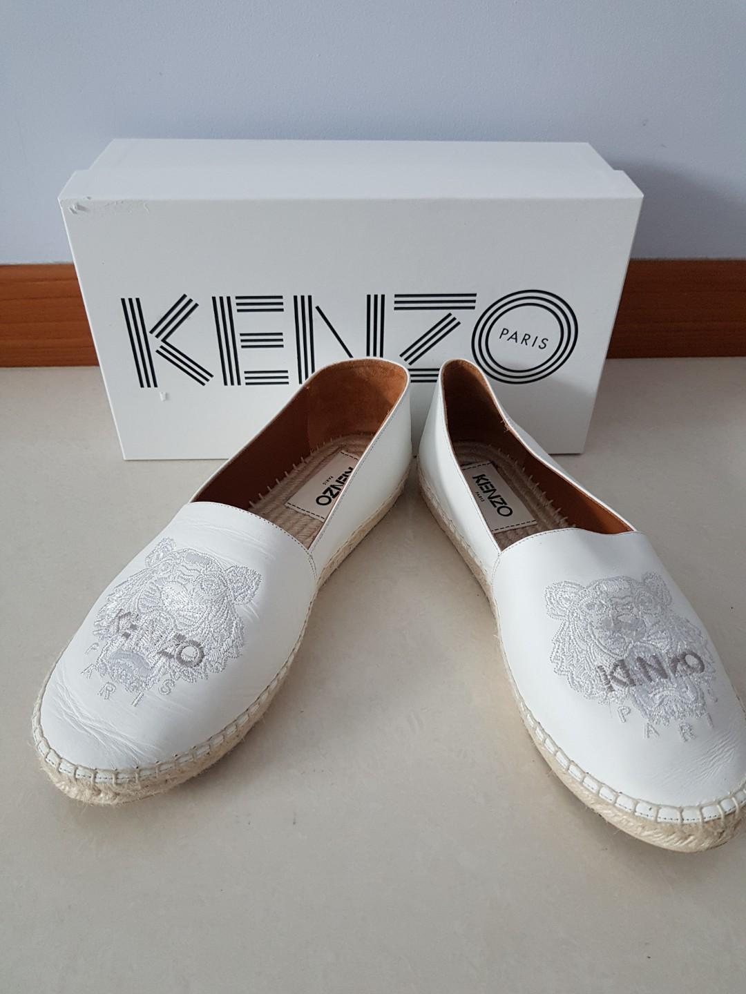 kenzo white leather espadrilles