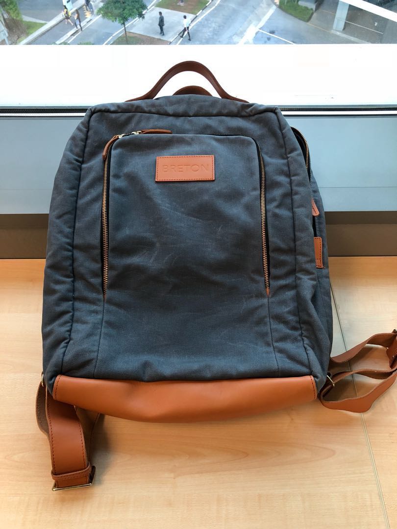 Breton | Bags | Breton Black Modern Day Briefcase Waxed Canvas Leather Trim  Work Laptop Backpack | Poshmark