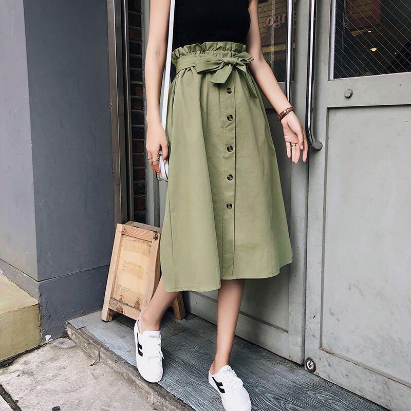 button midi skirt victoria secret