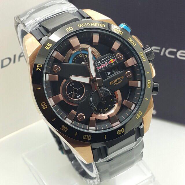 casio edifice black rose gold