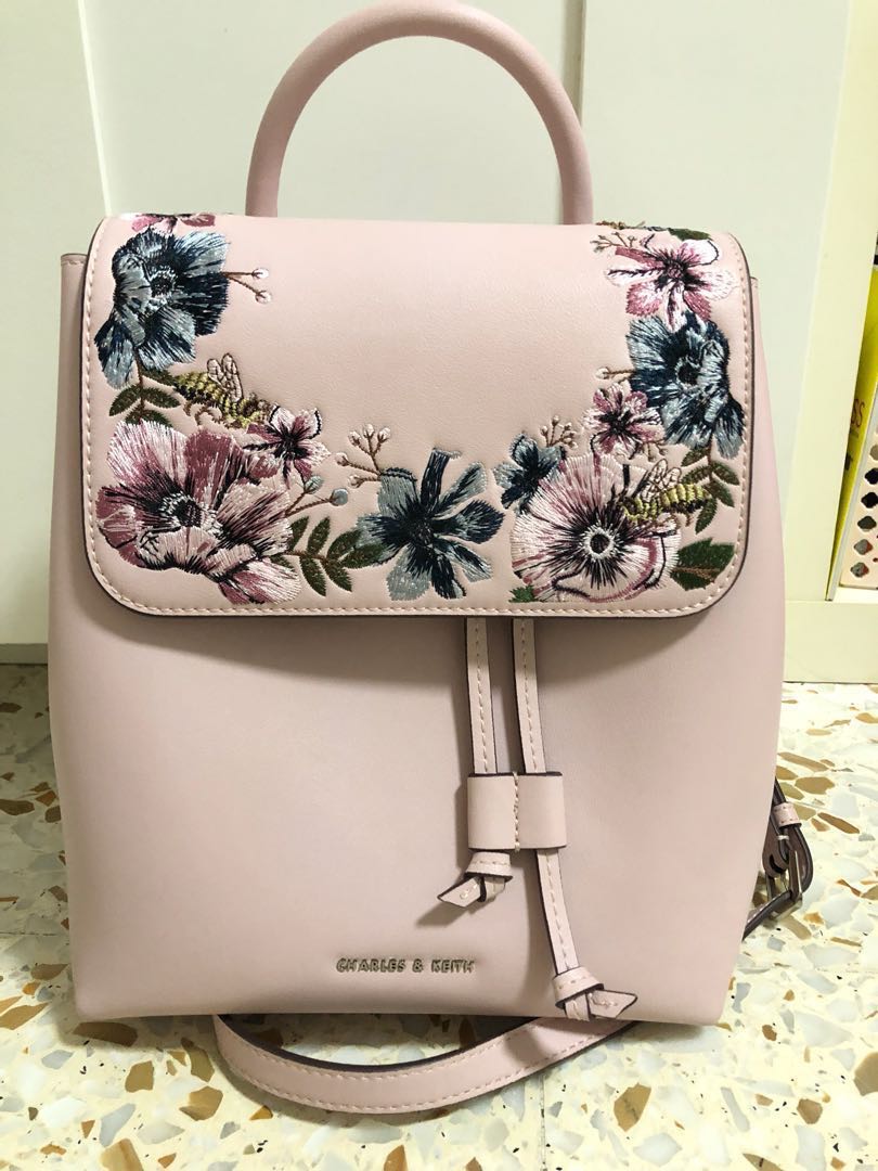 Charles and keith sales floral backpack