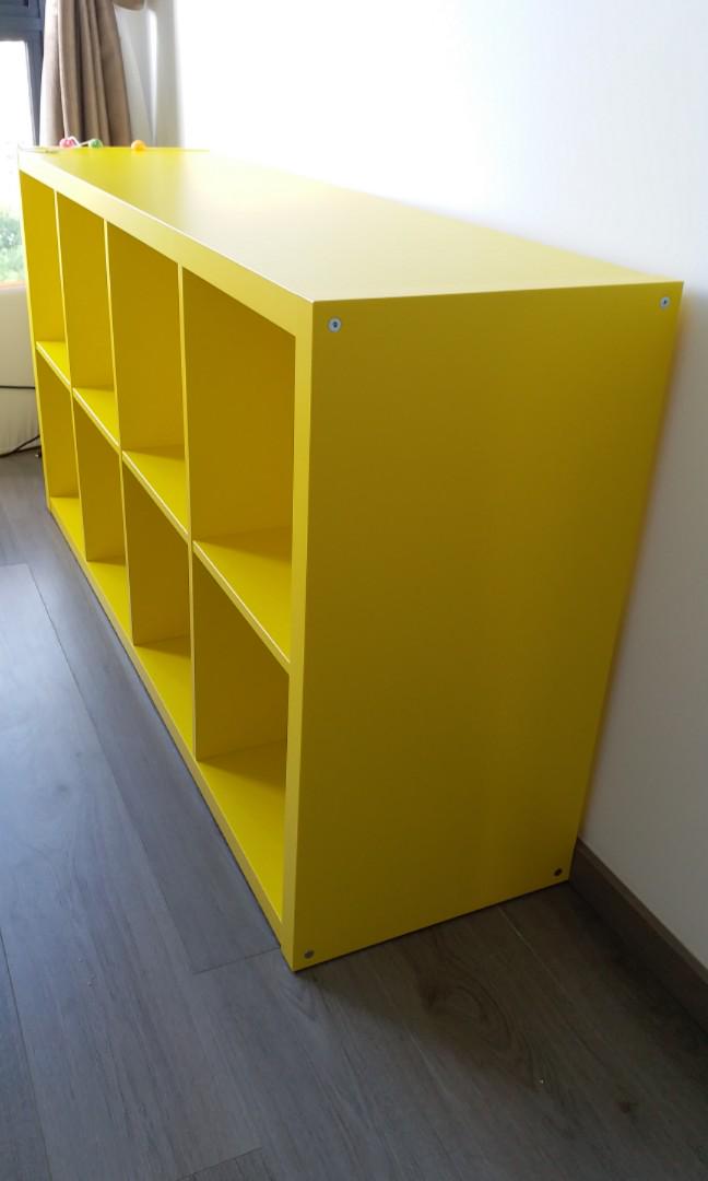 (almost new)Ikea KALLAX Shelving unit, yellow, Furniture & Home Living