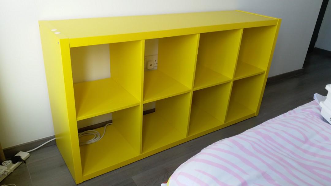 (almost new)Ikea KALLAX Shelving unit, yellow, Furniture & Home Living