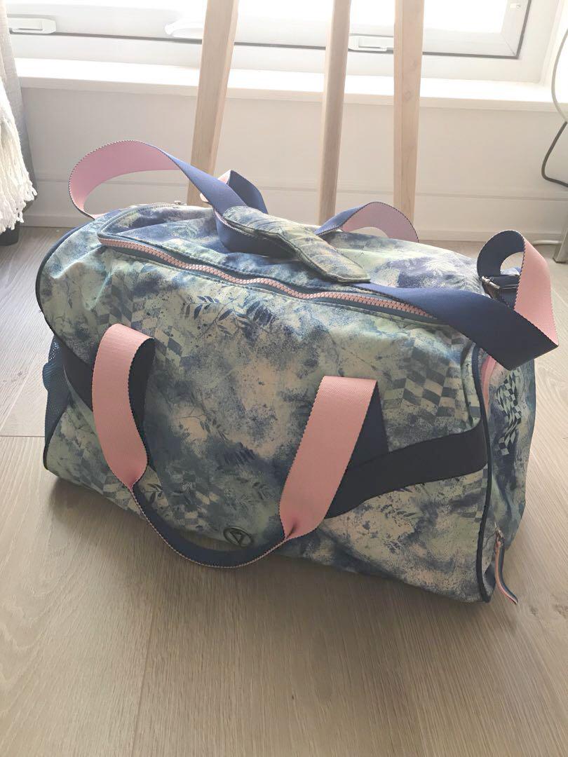 Ivviva by LULULEMON • Duffel bag (Category: Bags & Wallets) located in Markham. Submitted by mkyxx (Listing ID 184189588, Image 1). Description: Selling a used duffel bag from ivivva Super cute pattern, not sold in stores anymore Comes with a side mesh pocket, side zippered sneaker stash, and inside has three mesh pockets for more storage Condition is 6/10, has been used often. However no rips or tears. Price was originally $90 in stores.