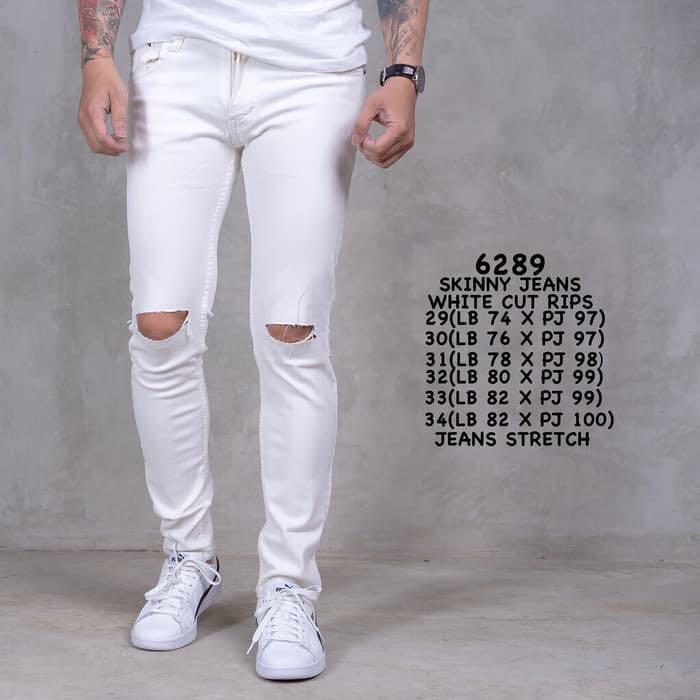 Men Skinny Jeans White Ripped Jeans, Men's Fashion, Bottoms, Jeans on  Carousell