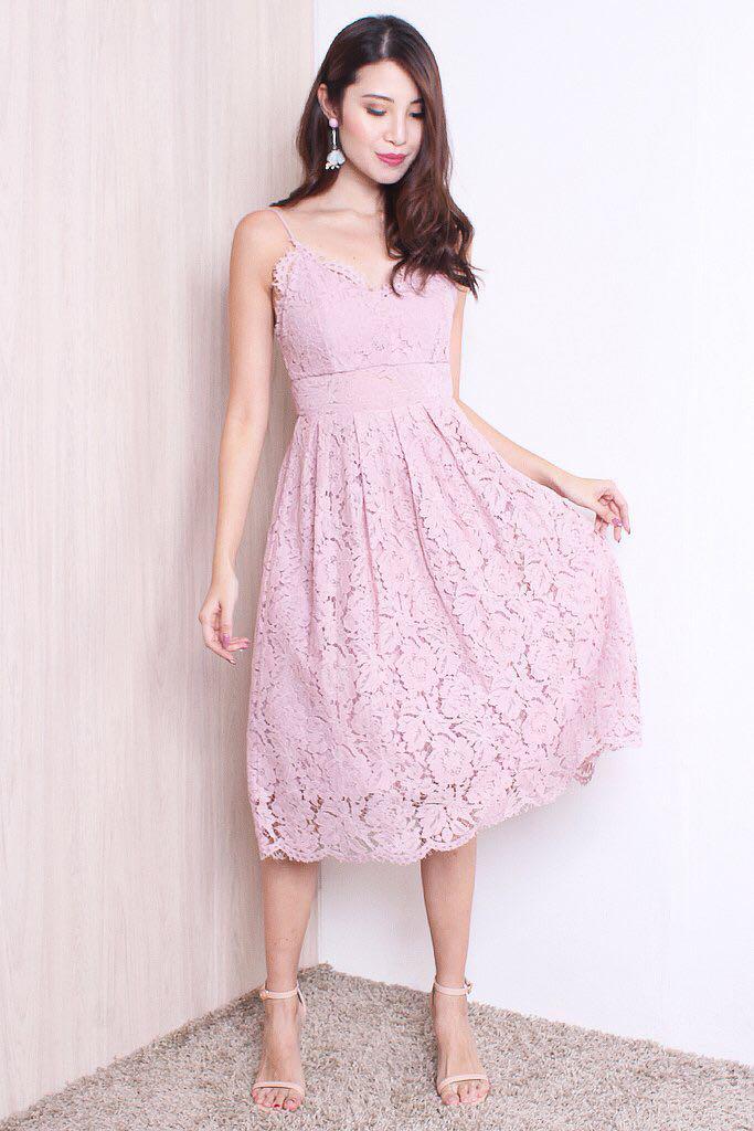pink fit and flare midi dress