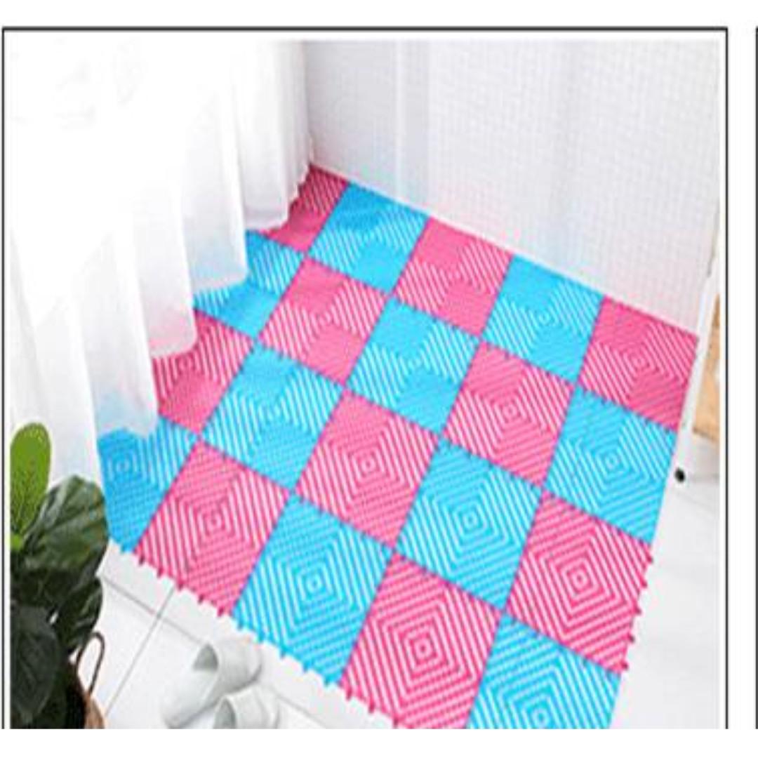 New Anti Slip Interlocking Pvc Bathroom Floor Tiles Mat Blue 30 X