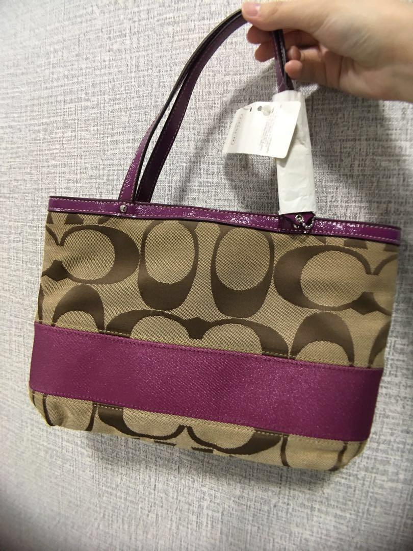 Coach signature stripe tote store