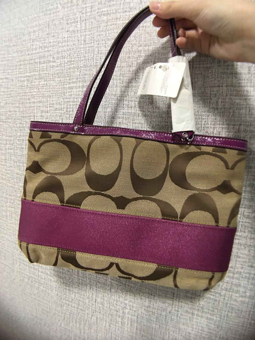 Coach signature stripe tote store