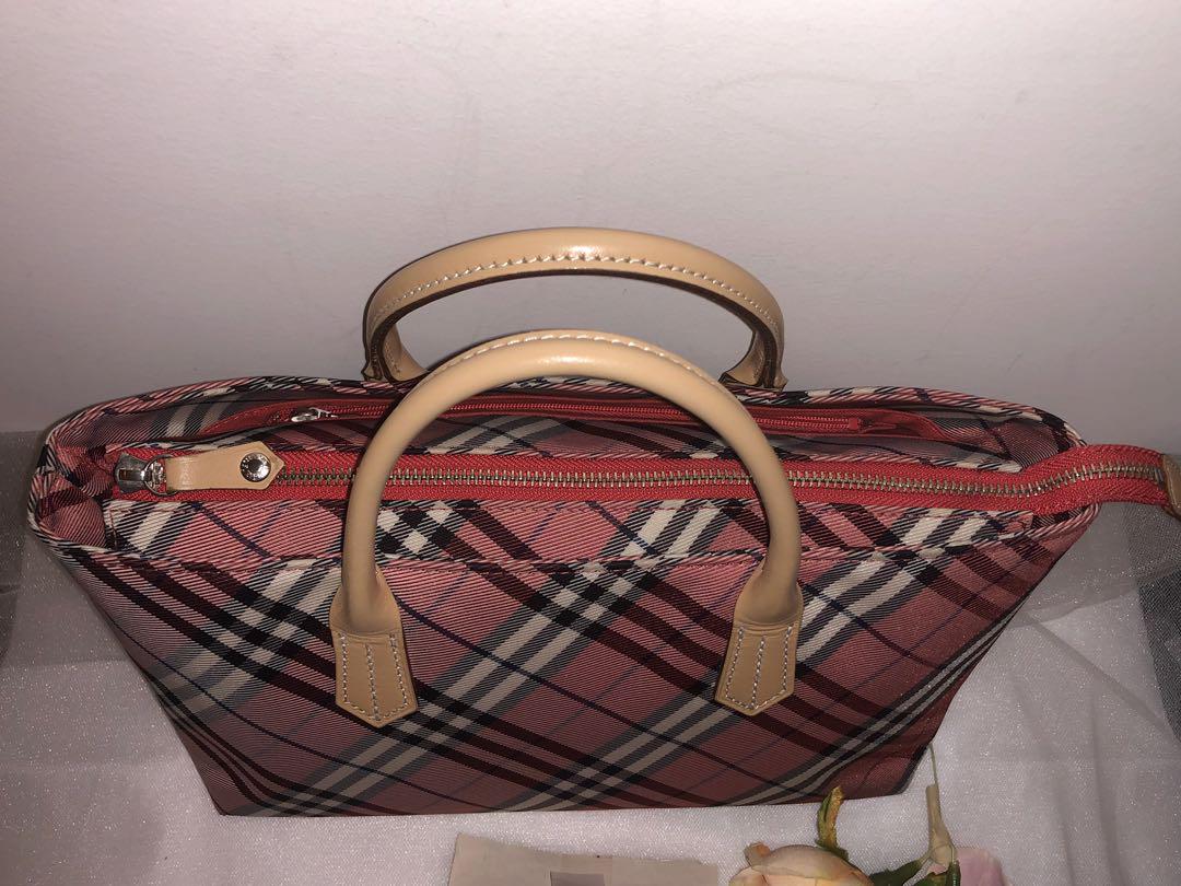 RARE! 】Burberry Blue Label Japan Coral Pink Nova Check(Boat Shape