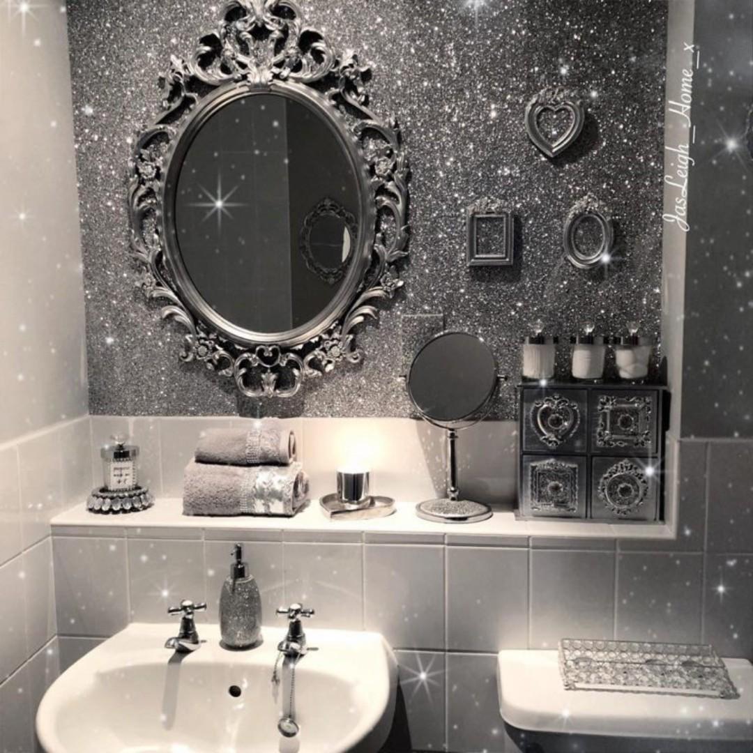 Silver Holographic Glittered And Shinny Wallpaper Home