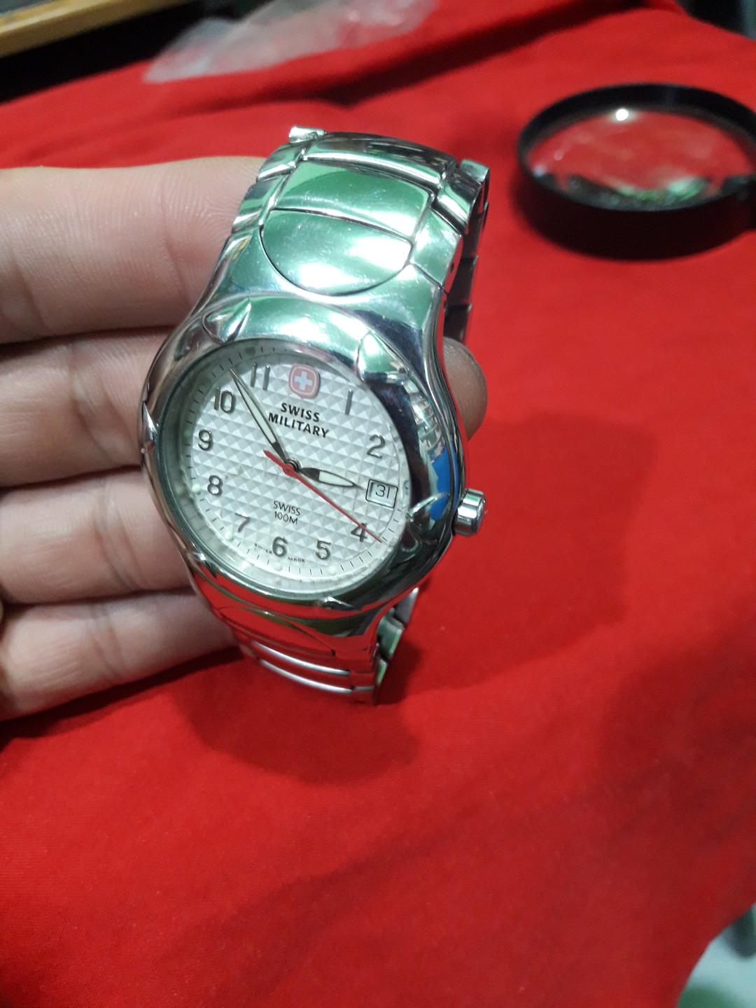 SWISS MILITARY (Category: Men's Watches) located in Manila. Submitted by thegreat. (Listing ID 184250610, Image 3). Description: Yes its Authentic swiss military watch Good running condition All stainless steel slightly use 260 . 0497 Swiss made.