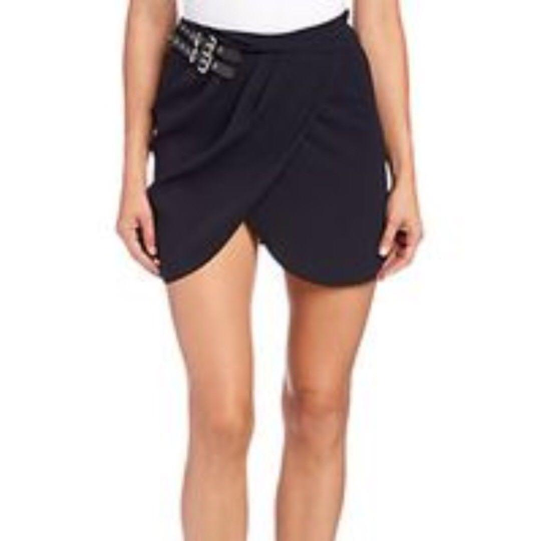 The Kooples Drape Tulip Skirt With Leather Side Buckles Xs