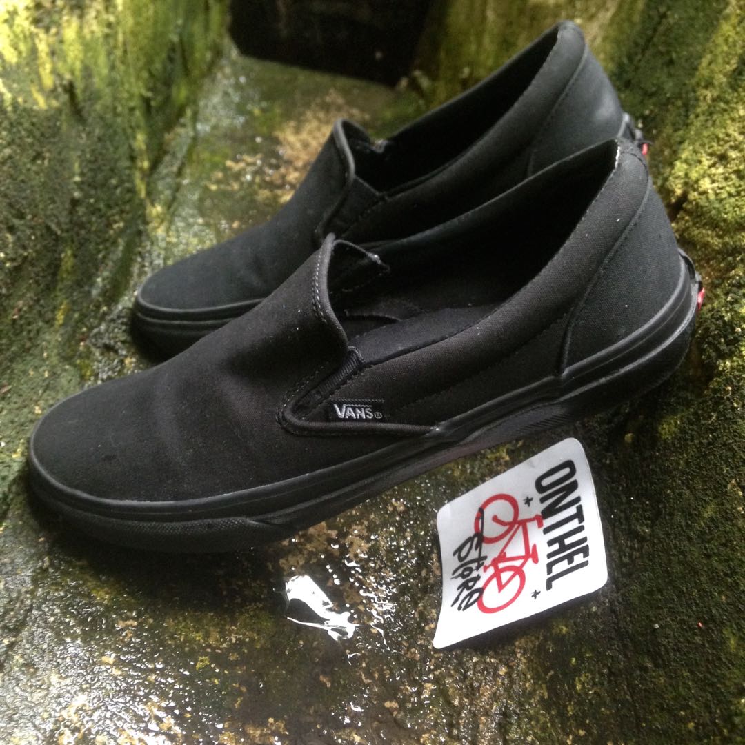Vans slip on full black japan market Sale