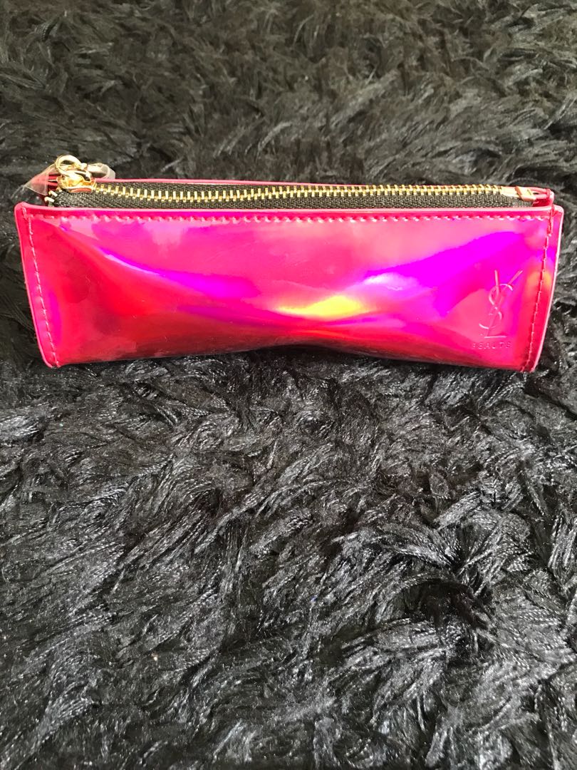 Ysl Makeup Pouch Holographic Pink Health Beauty Makeup On Carousell