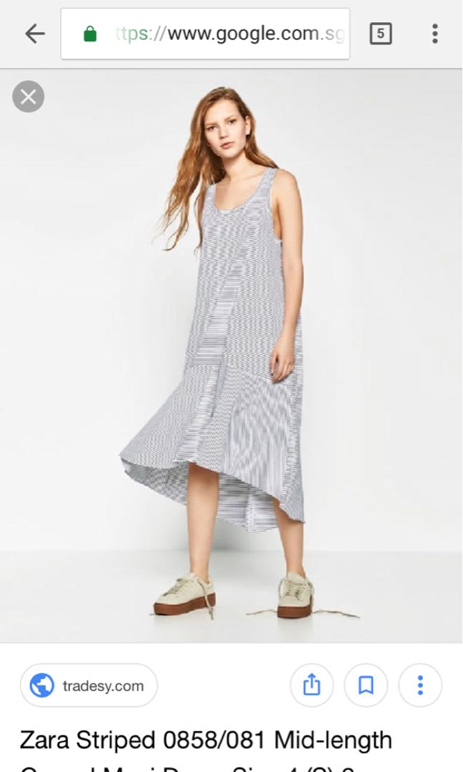 Zara striped cotton midi dress with 