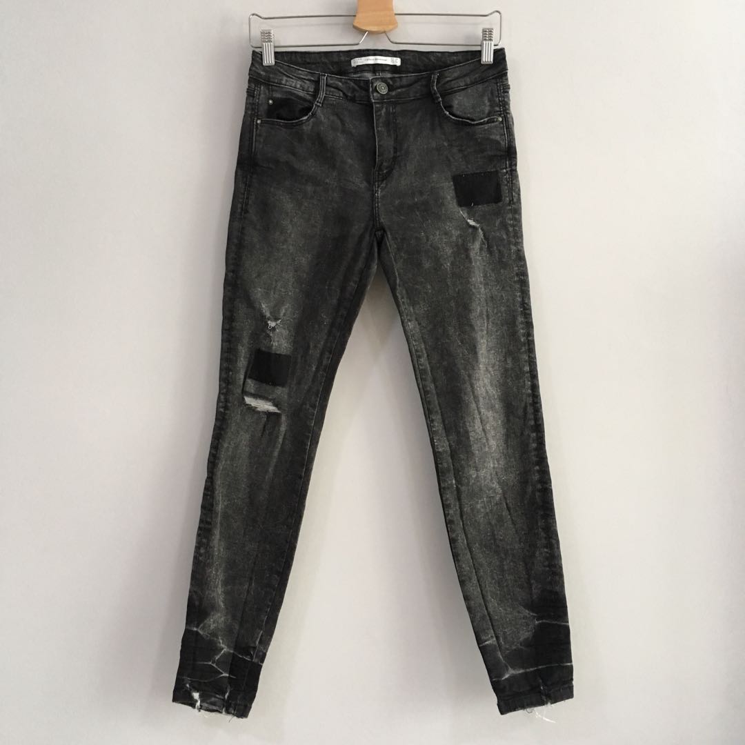 Black distressed pants clearance