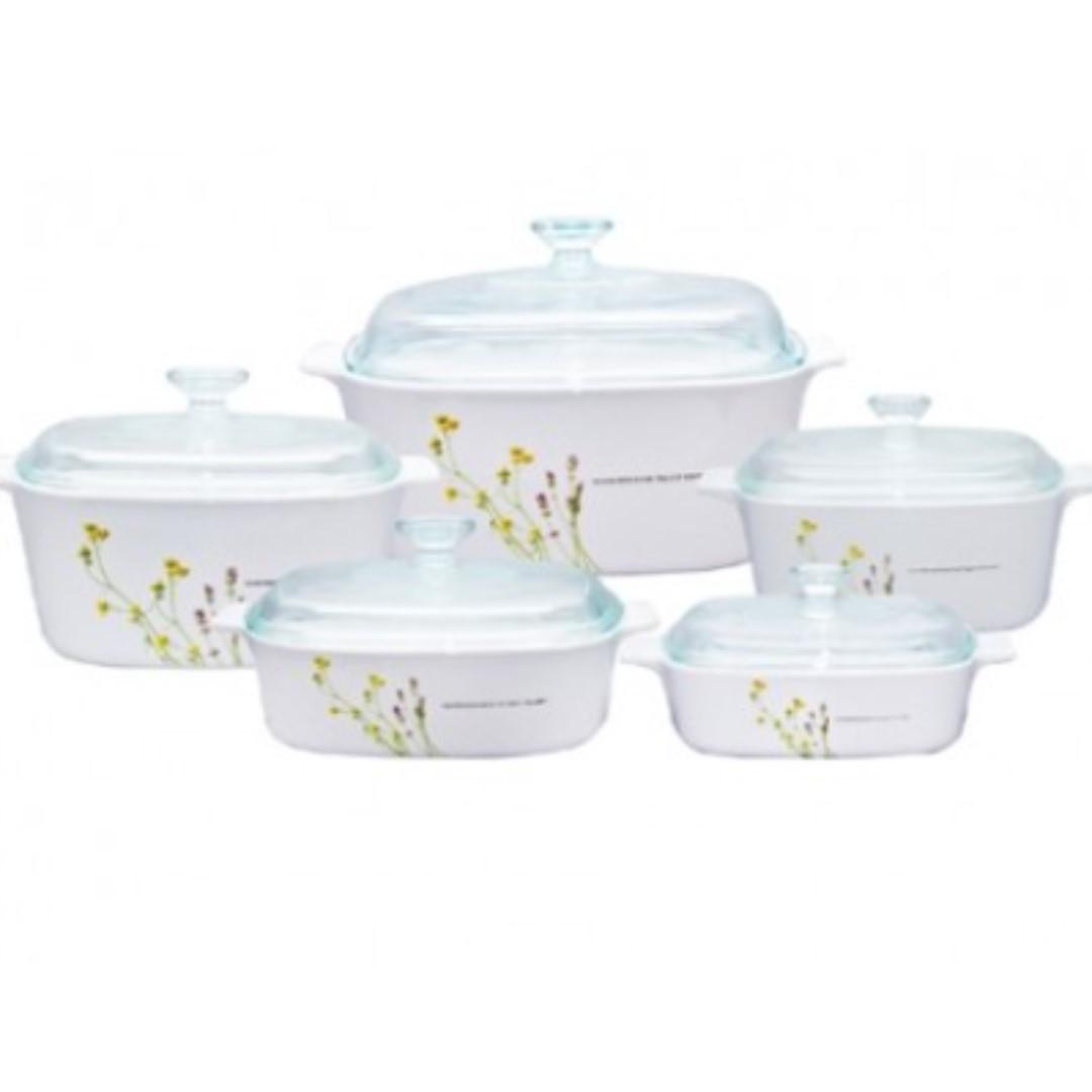 CorningWare Classic Square 10pc Casseorle Set Country Cottage 