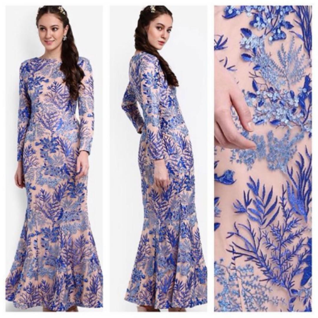 zalia embroidered lace mermaid dress ZALIA Sequin Embroidered Bodice Mermaid Prom & Formal Dress