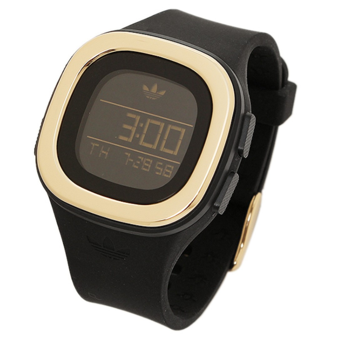 Adidas Adh3031 Black Gold Rim Sports Casual Digital Unisex Watch Luxury Watches On Carousell