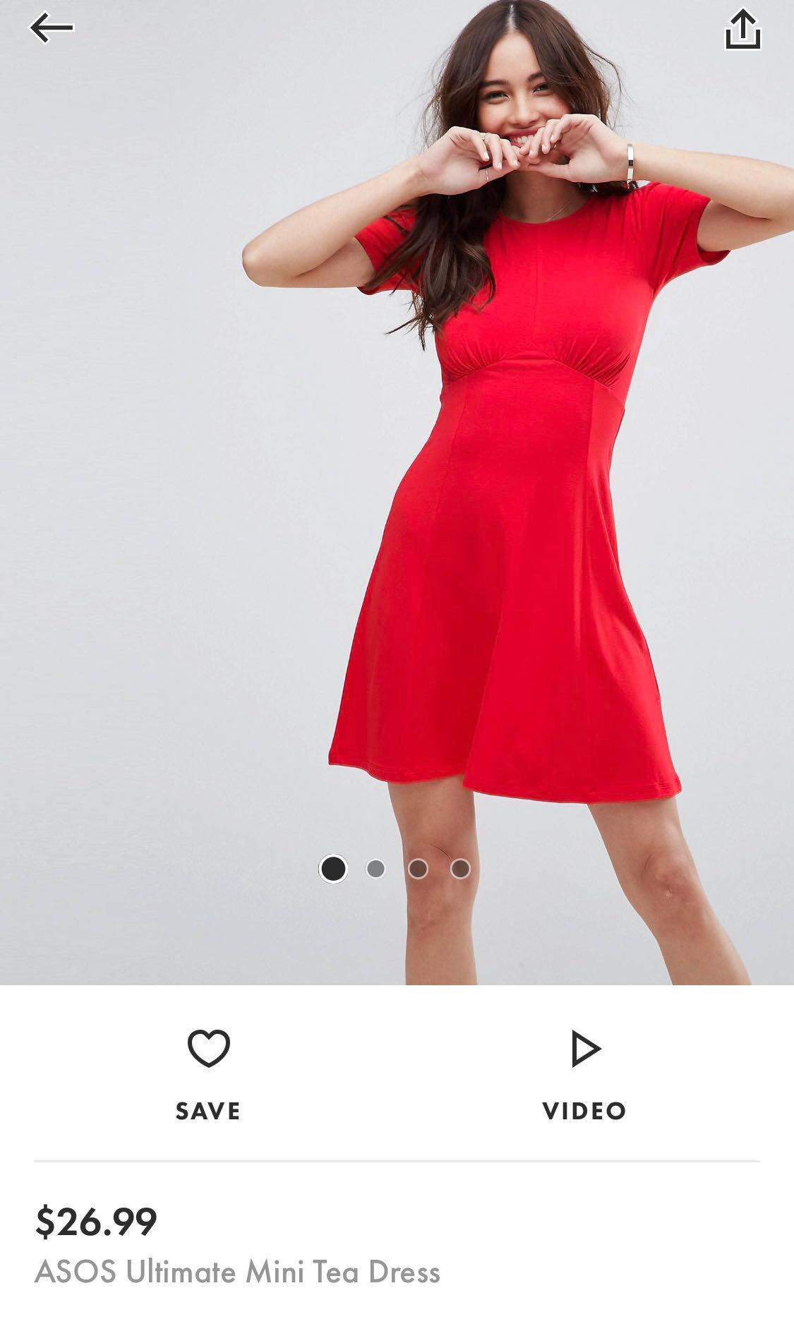 Asos Mini Tea Dress Red Uk 6 Women S Fashion Clothes Dresses