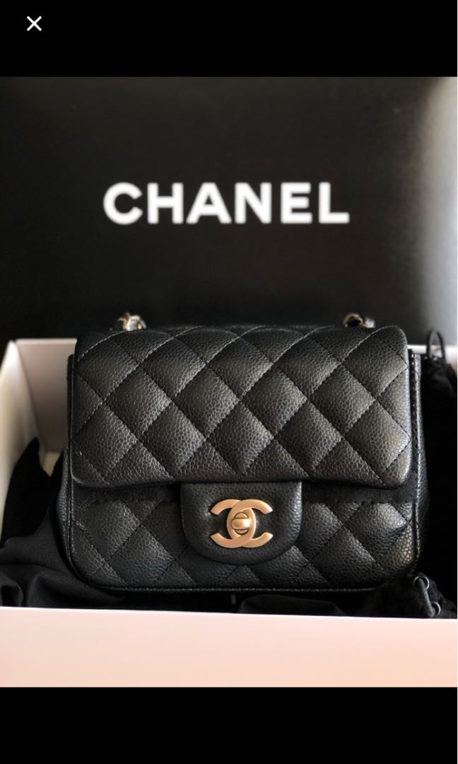 chanel mini square so black