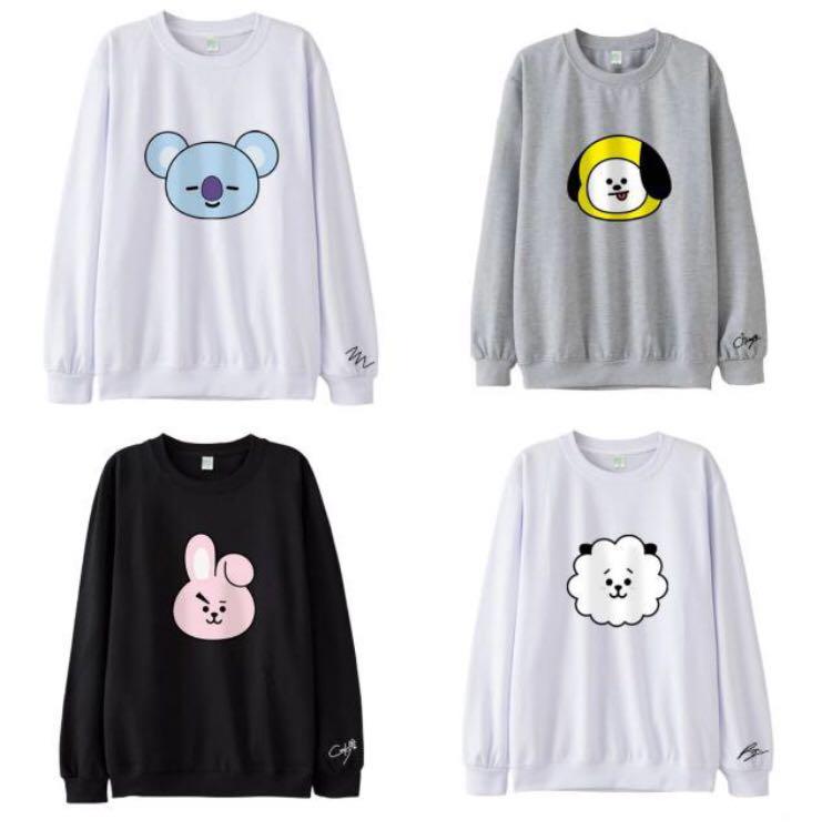 🌻BT21 PULLOVER (Category: Other Merchandise) located in Singapore. Submitted by bunssodan. (Listing ID 184466634, Image 2). Description: ✨ BT21 PULLOVER ✨ 1 @ $25 🌙; do note that this is a UNOFFICIAL & PREORDER listing ! 🌙 ; able to choose colour , see 2nd pic for size chart ! 🌻 INFORMATION - items takes about 1-3 weeks max to arrive . look at the second picture for size chart . confirm your order before you decide to buy ,, no backouts pleas