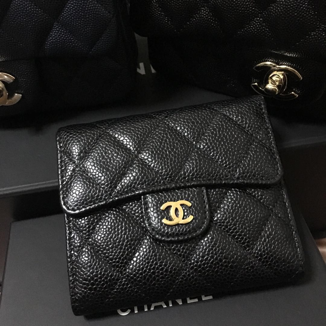Chanel Classic Trifold Compact Wallet Black Caviar GHW