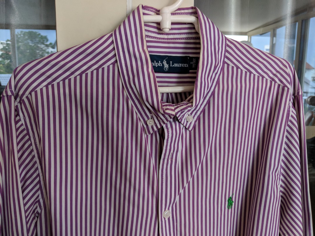 Vintage Ralph Lauren purple stripe shirt, branded, Men's Fashion, Tops &  Sets, Tshirts & Polo Shirts on Carousell
