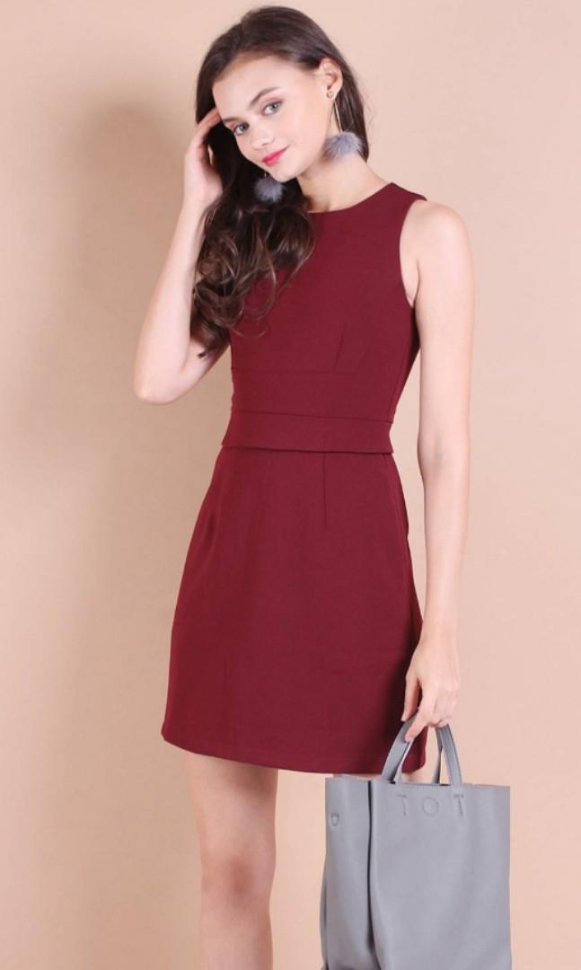 burgundy work dress
