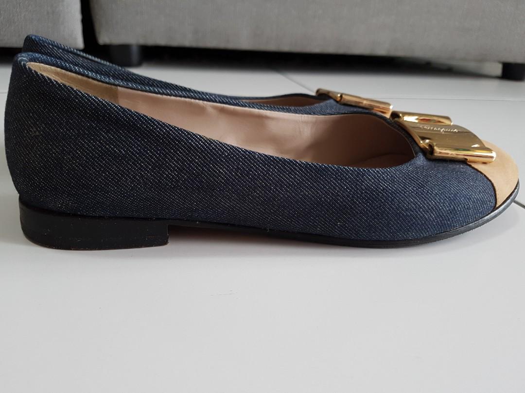ferragamo denim flats
