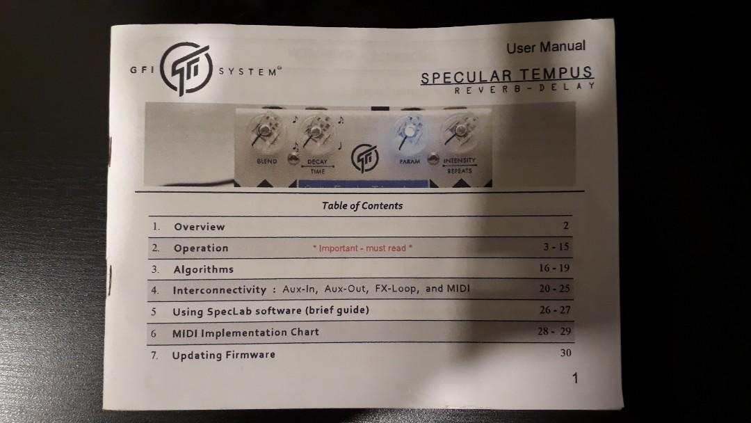 GFI SYSTEM SPECULAR TEMPUS (Reverb & Delay Pedal) (Freebies included