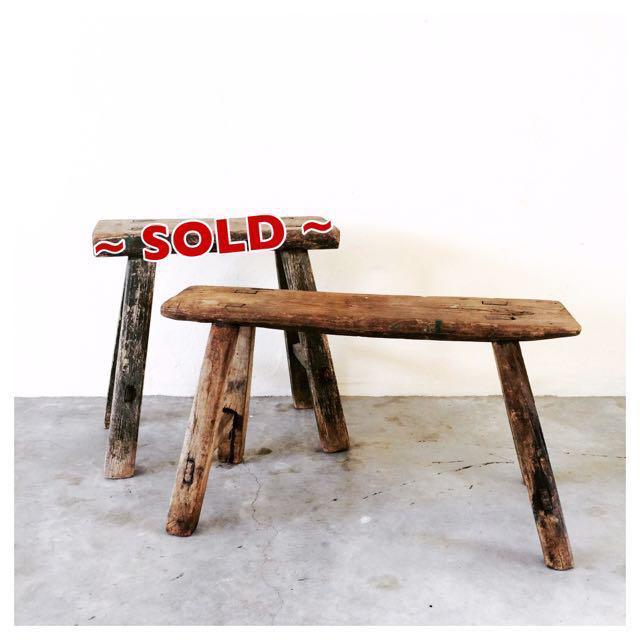 Handcrafted Small Wooden Bench Vintage Collectibles On Carousell