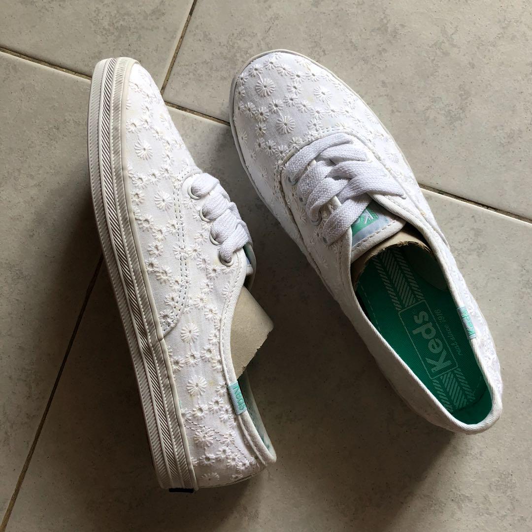 White eyelet keds top