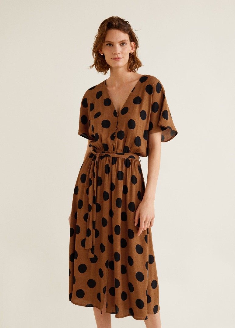 mango black polka dot dress