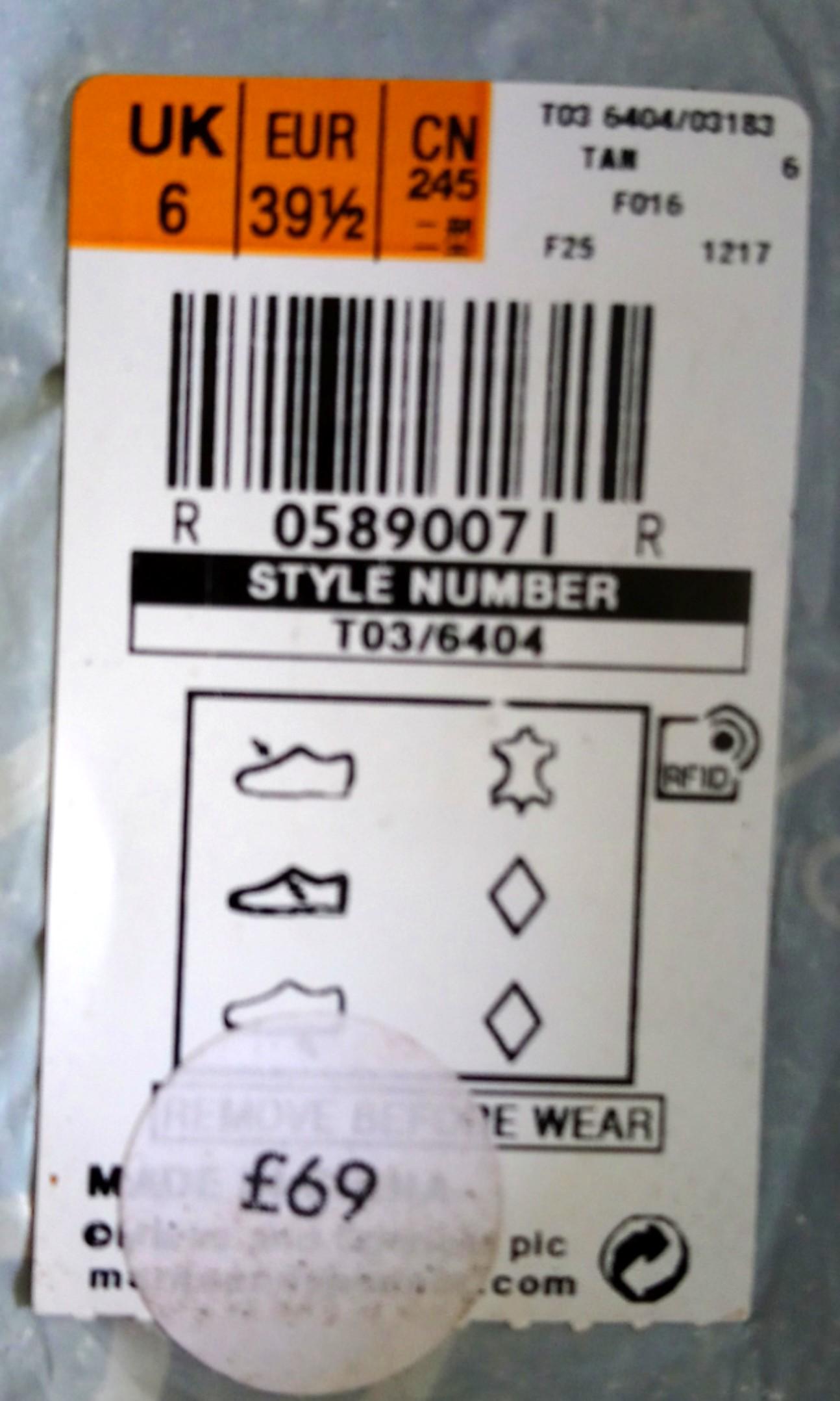 Marks and top spencer shoe sizes