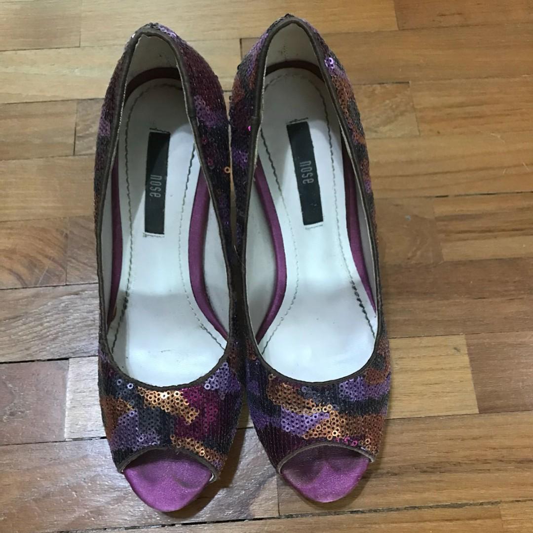 Purple sequin clearance heels