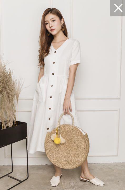 Horn button midi dress clearance