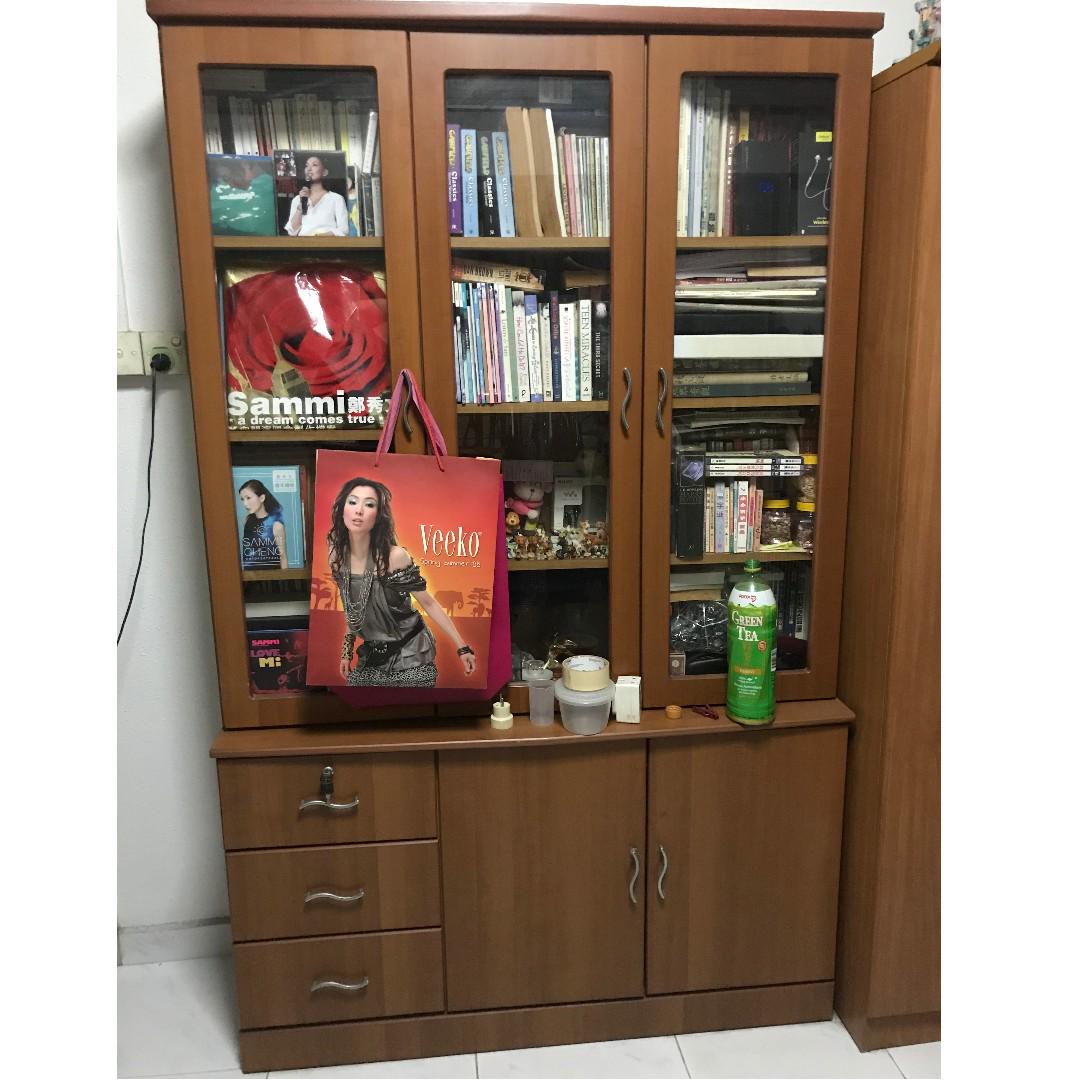 Wooden Display Cabinet Bookcase Furniture Shelves Drawers On Carousell