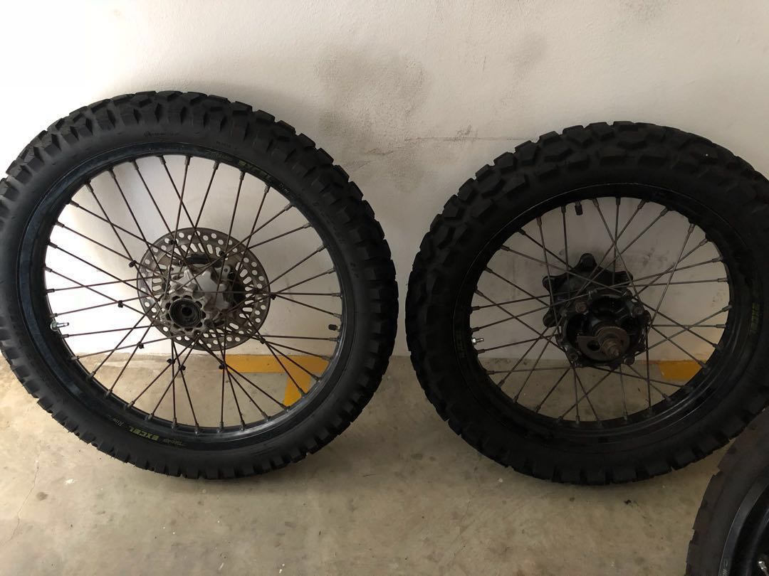 XR400 Excel rims with Dunlop tyres, Motorcycles, Motorcycle Accessories