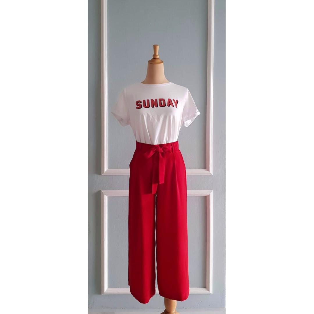 zara red culottes